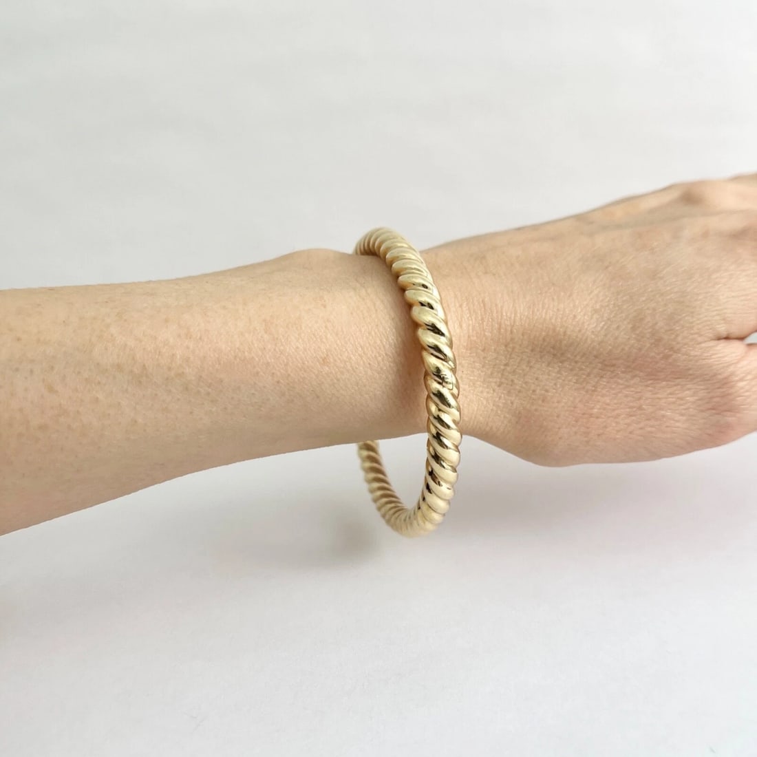Vintage Italian Twisted Rope Bangle Bracelet 14K Yellow Gold, 32.36 Grams - 5