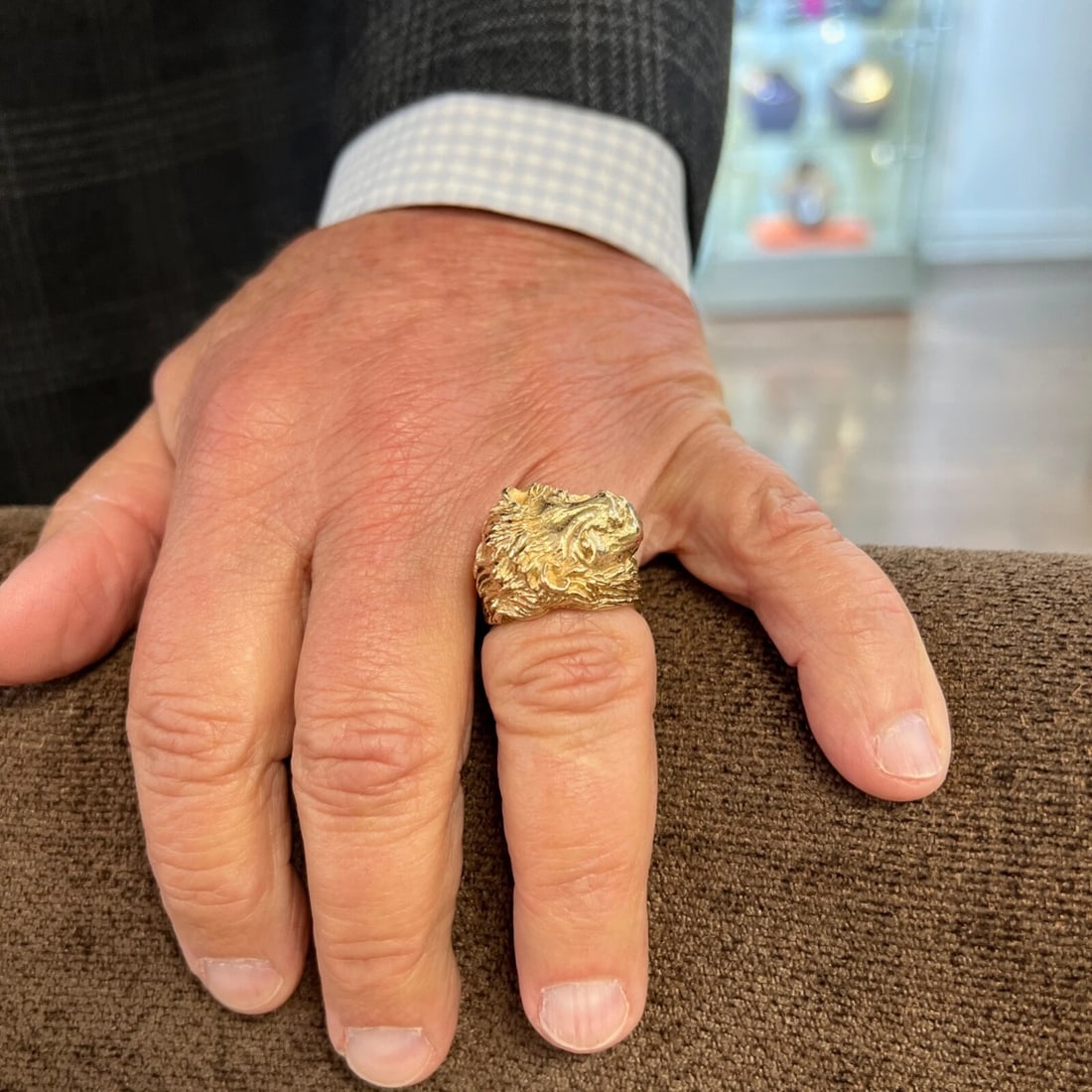 Vintage 1940's 1950's Diamond Lion Head Ring 14K Yellow Gold, 20.01 Grams - 5