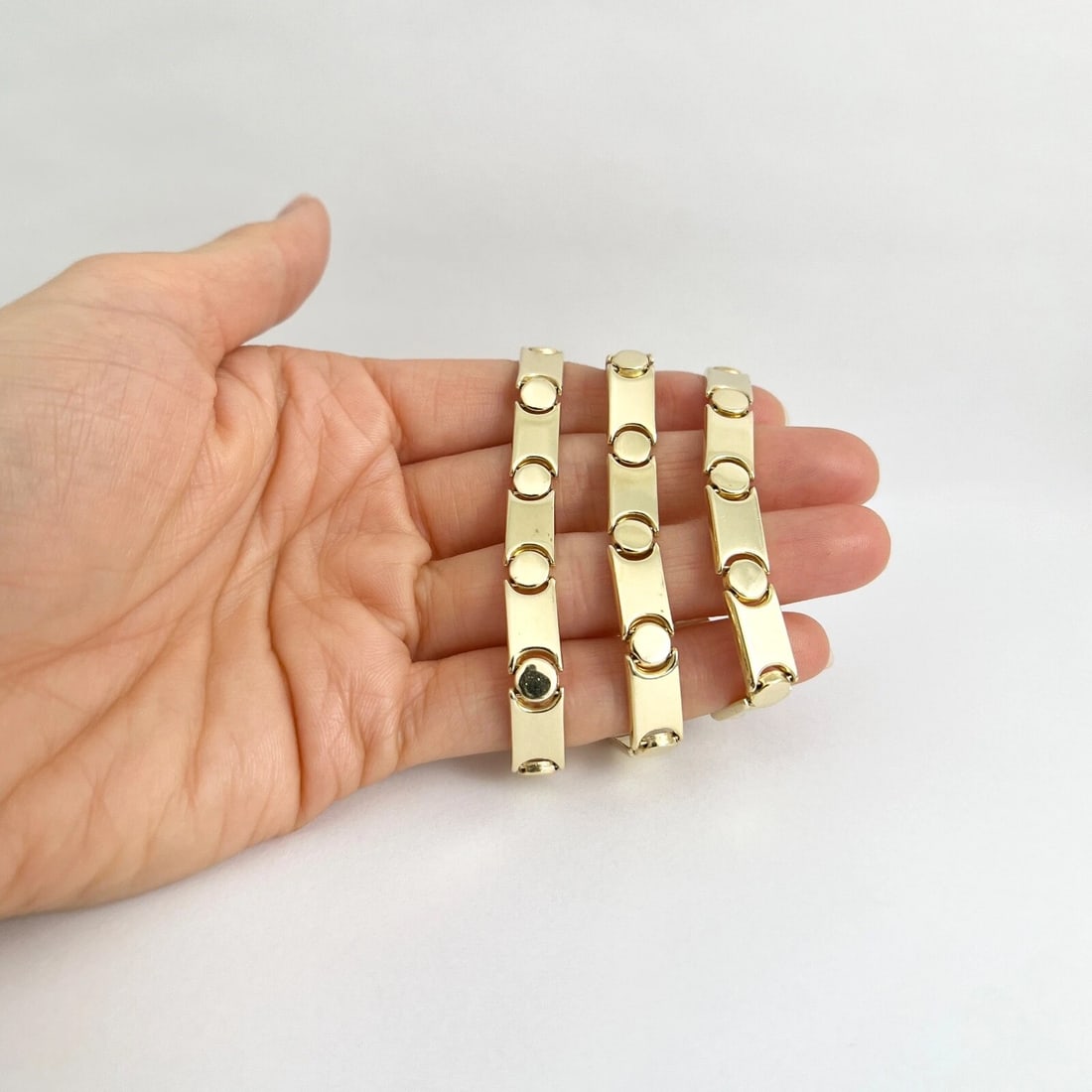 Vintage Italian Flat Circle Chain Link Necklace 14K Yellow Gold, 28.04 Grams - 3