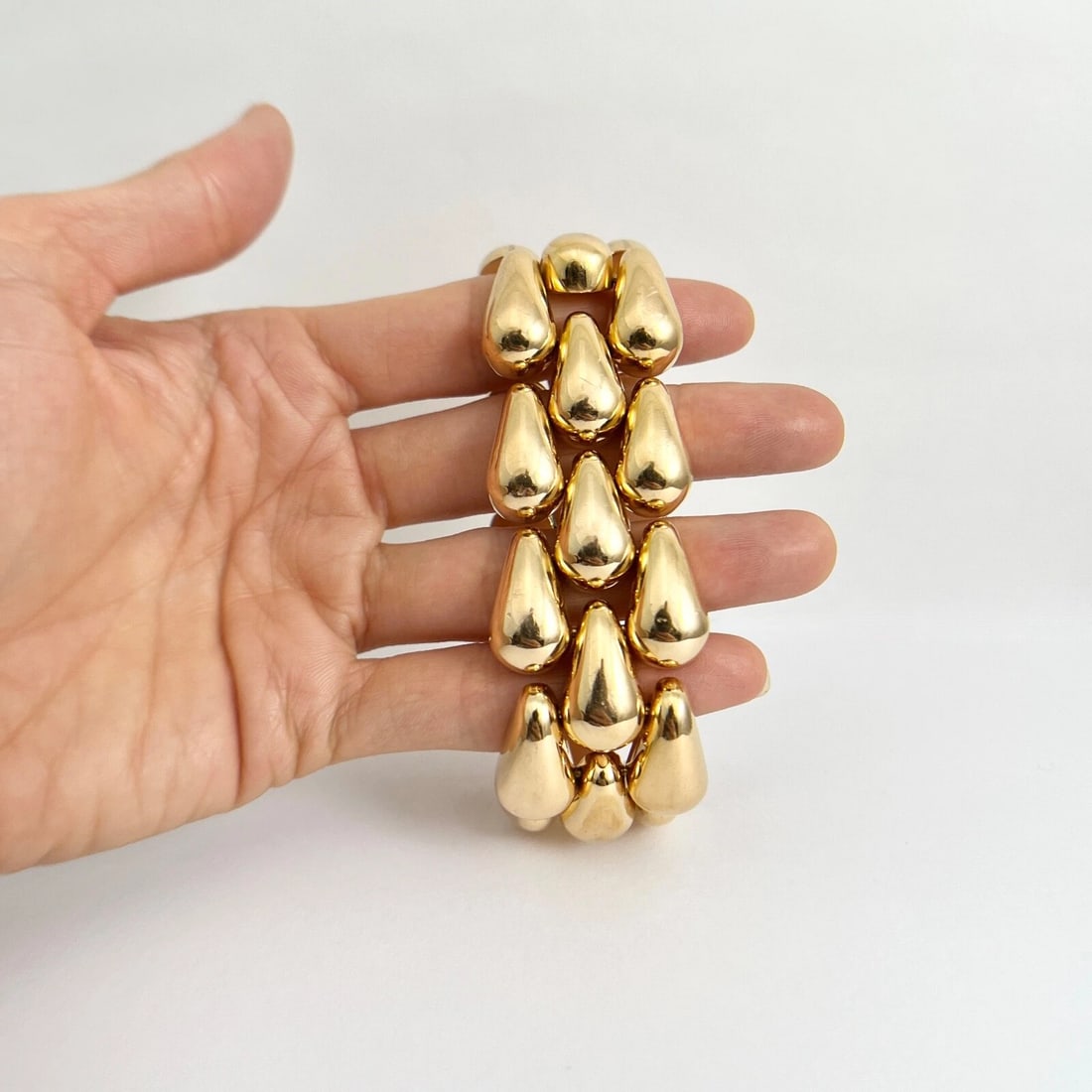 Vintage Wide Chunky Claw Panther Chain Link Bracelet 18K Yellow Gold, 110.72 Gr - 3