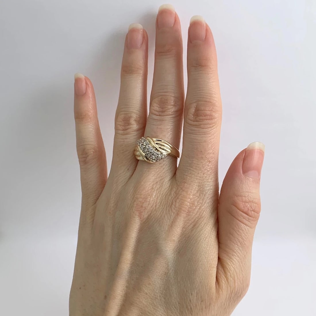 Vintage Diamond Cluster Statement Ring 14K Yellow Gold, .34 CTW, 7.11 Grams - 4