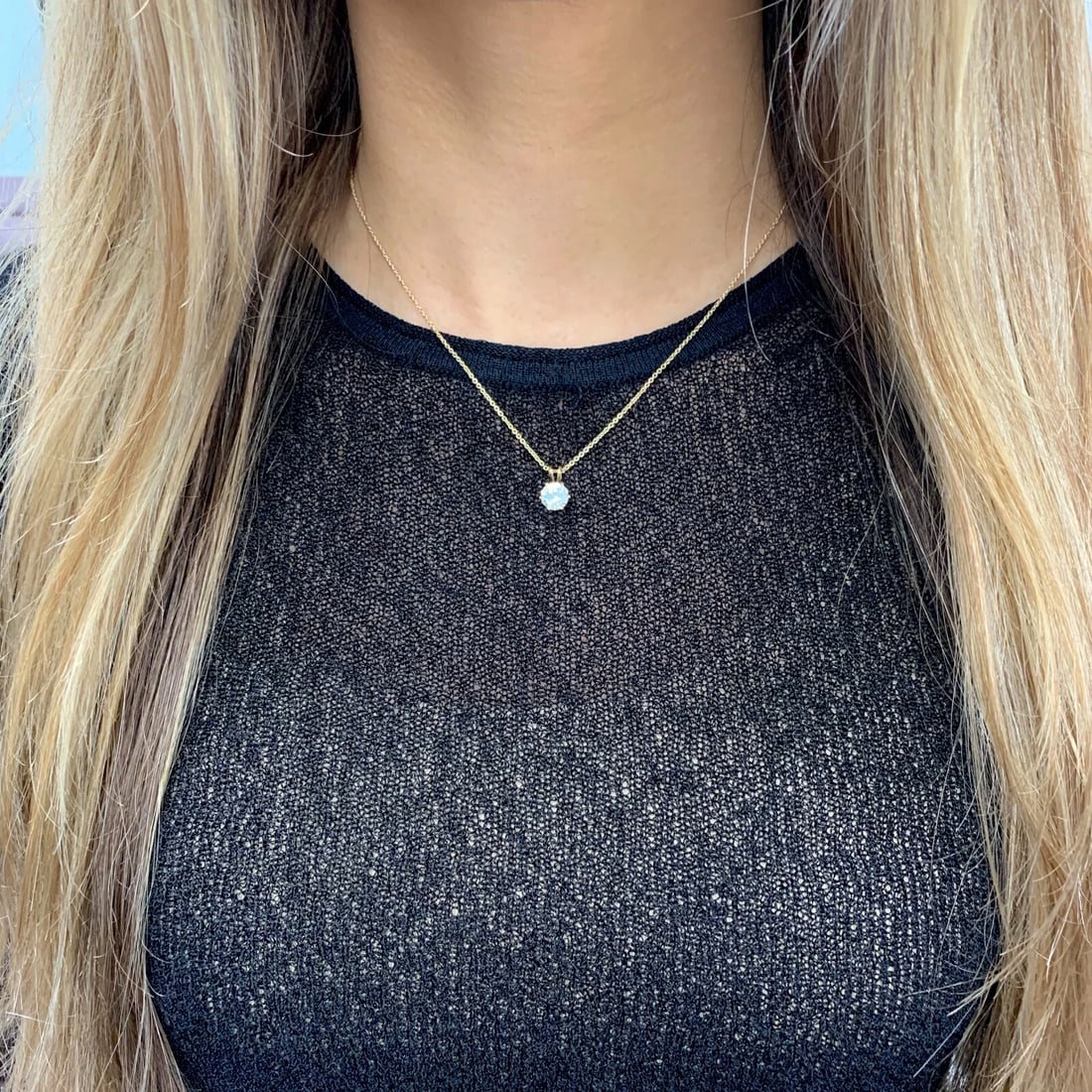 Vintage CZ Cubic Zirconia Solitaire Pendant Necklace 14K Yellow Gold, 2.24 Gram - 6