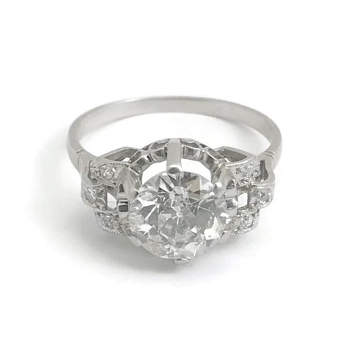 Antique Vintage Art Deco Round Diamond Platinum Engagement Ring 1.60 CTW: Antique Vintage Art Deco Round Diamond Platinum Engagement Ring 1.60 CTW This is an incredible antique ring worn by an elegant woman from Argentina circa 1920 - 1930. Don't hesitate to ask any questio