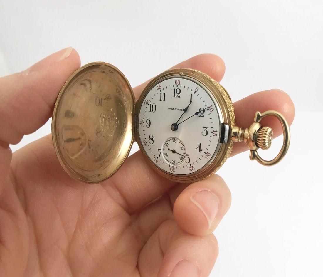 Antique Waltham Ornate Pocket Watch 14K Yellow Gold, 1900-1910, 35 mm, 38.8 Gram - 3