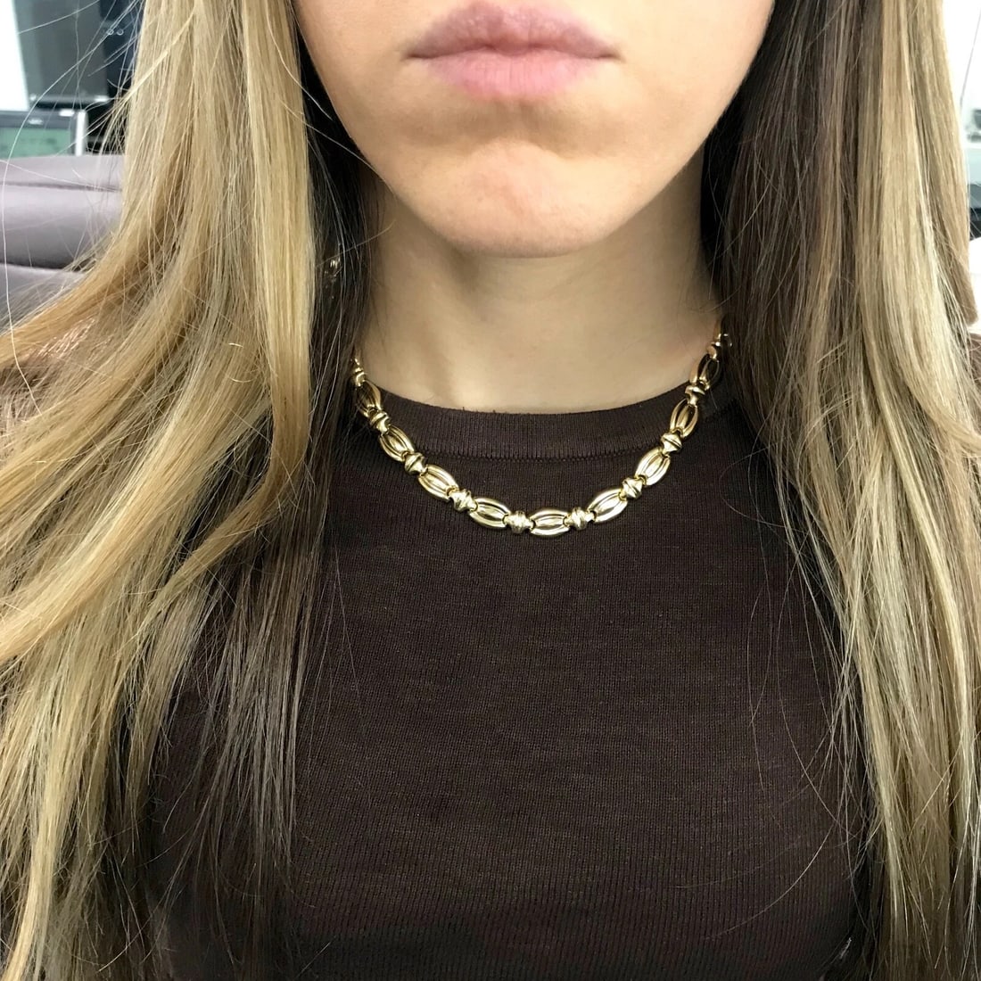 Vintage Italian Oval Chain Link Necklace 14K Yellow Gold, 16.5 Inches, 27.37 Gr - 4
