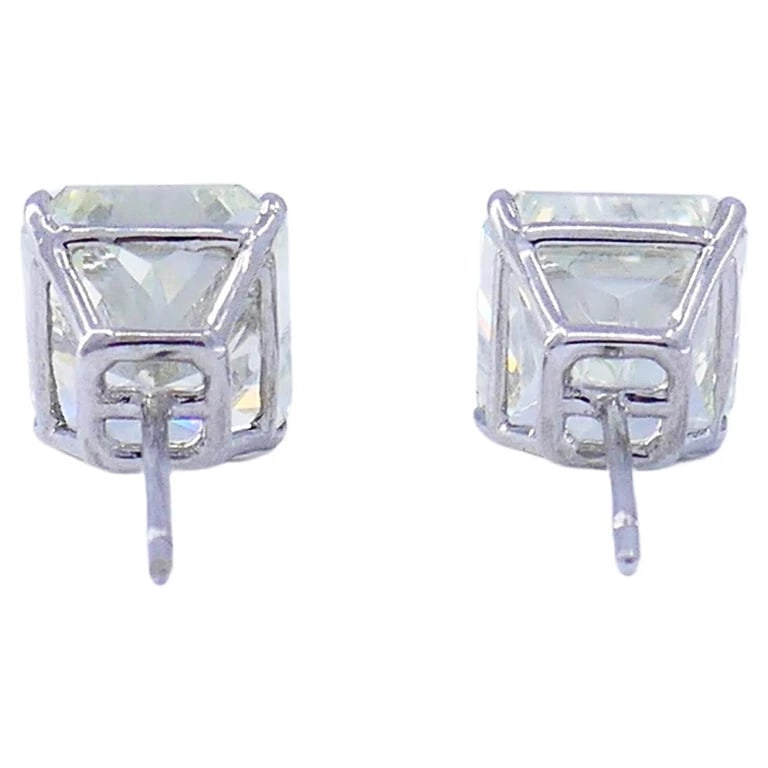 Diamond Stud EARRINGS 14k White Gold Over 5-ct Each GIA Reports Estate Jewelry - 7