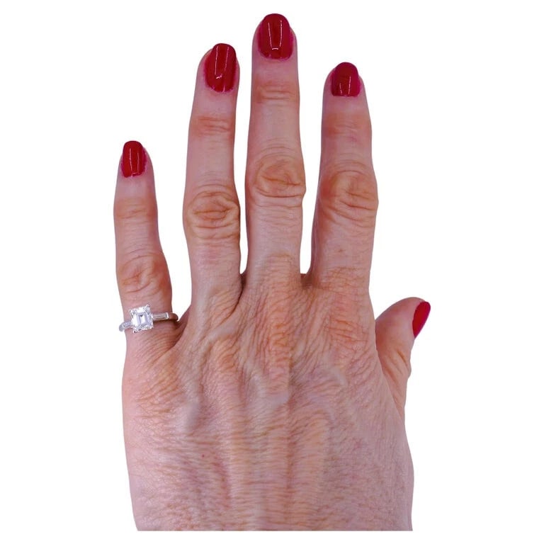1.27-ct Emerald Cut E VS2 GIA Diamond Platinum Solitaire RING Estate Jewelry - 5