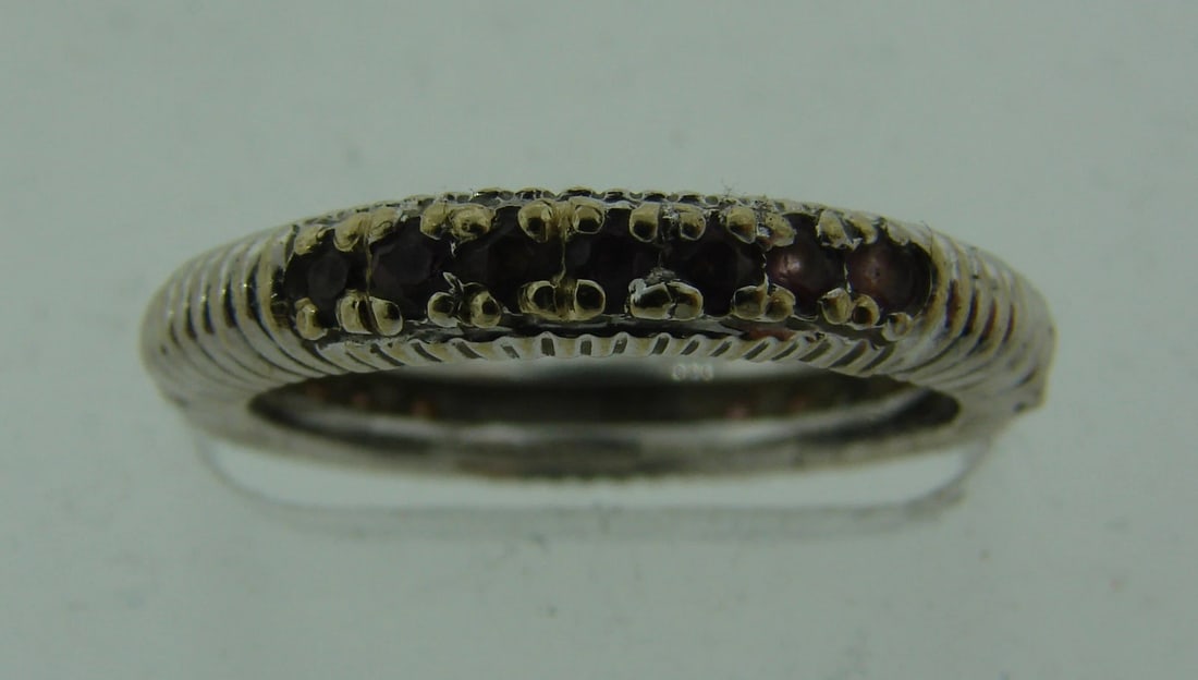Gorgeous PINK SAPPHIRE WHITE GOLD BAND RING Stackable Non-Traditional Wedding - 2