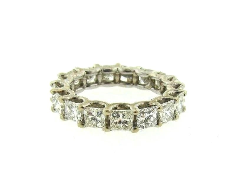 ETERNITY BAND 14K WHITE GOLD 3.20CTS PRINCESS CUT DIAMOND RING - 3