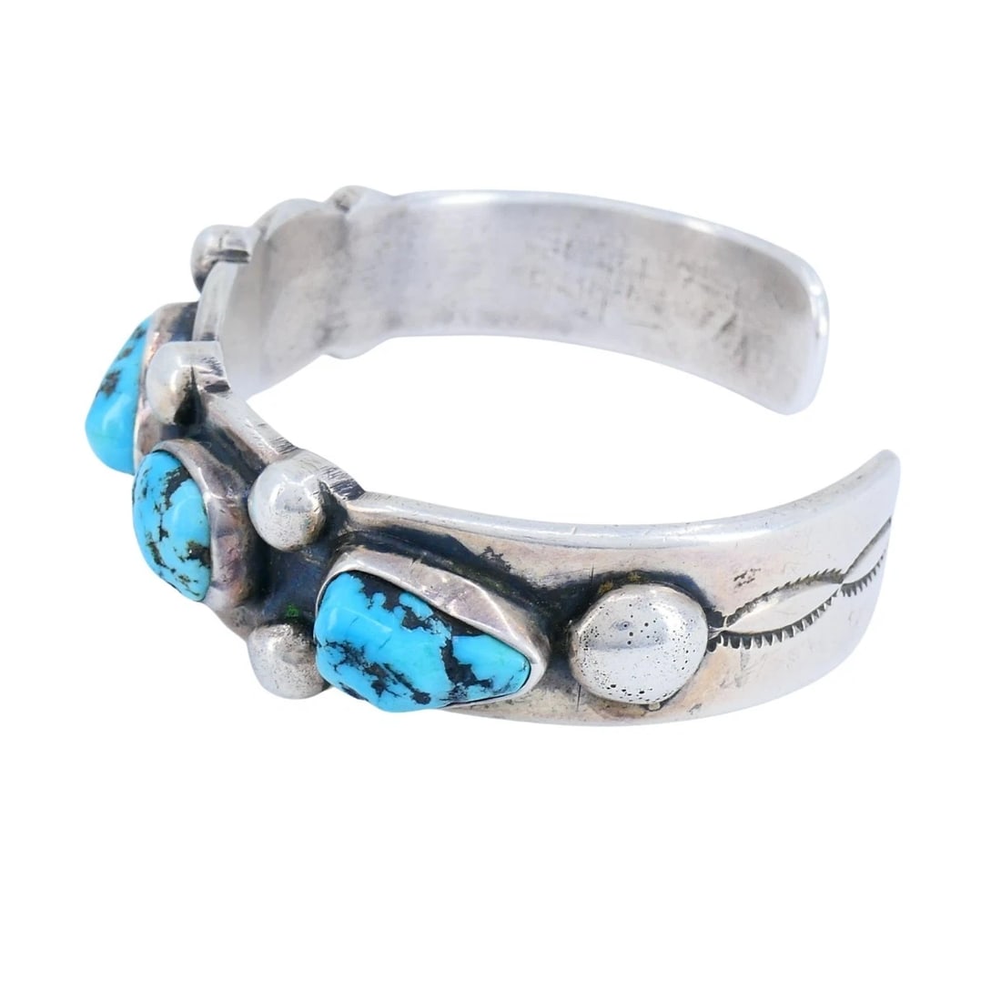 Vintage Navajo Native Indian Sterling Silver Turquoise Cuff Bracelet - 7