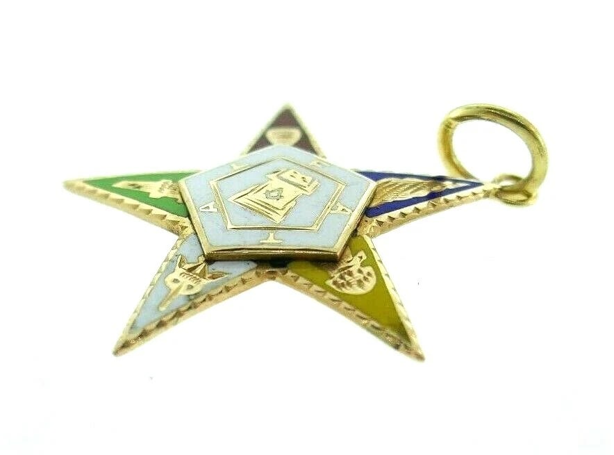ANTIQUE 10k Rose Gold & Enamel Star Pendant Charm Circa 1900s - 3