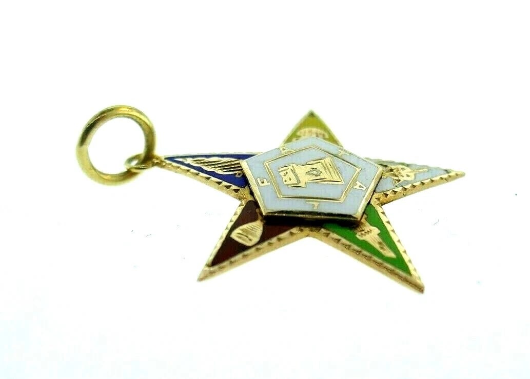ANTIQUE 10k Rose Gold & Enamel Star Pendant Charm Circa 1900s - 4