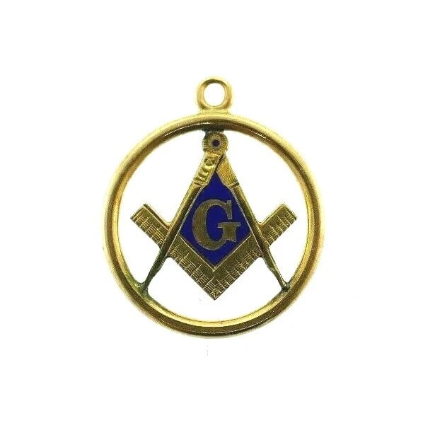 MASONIC Antique 14k Rose Gold & Enamel Charm - 2