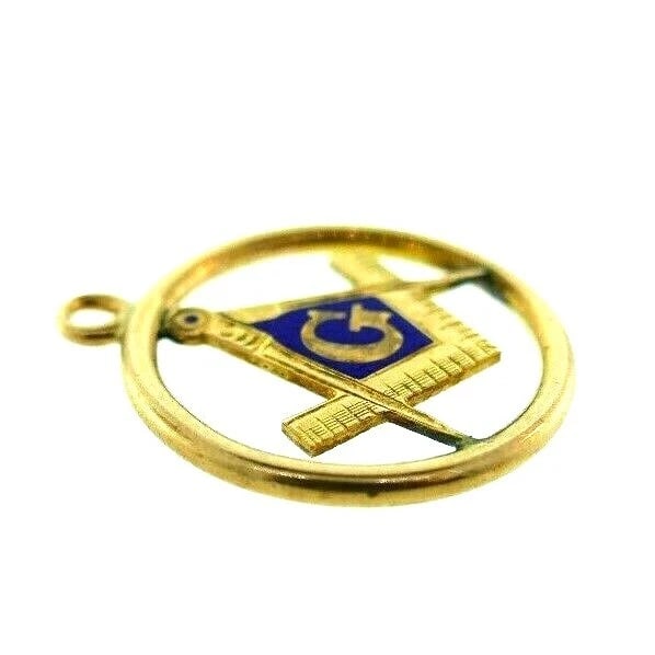 MASONIC Antique 14k Rose Gold & Enamel Charm - 3