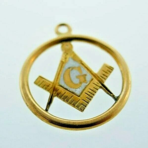 MASONIC Antique 14k Rose Gold & Enamel Charm - 4