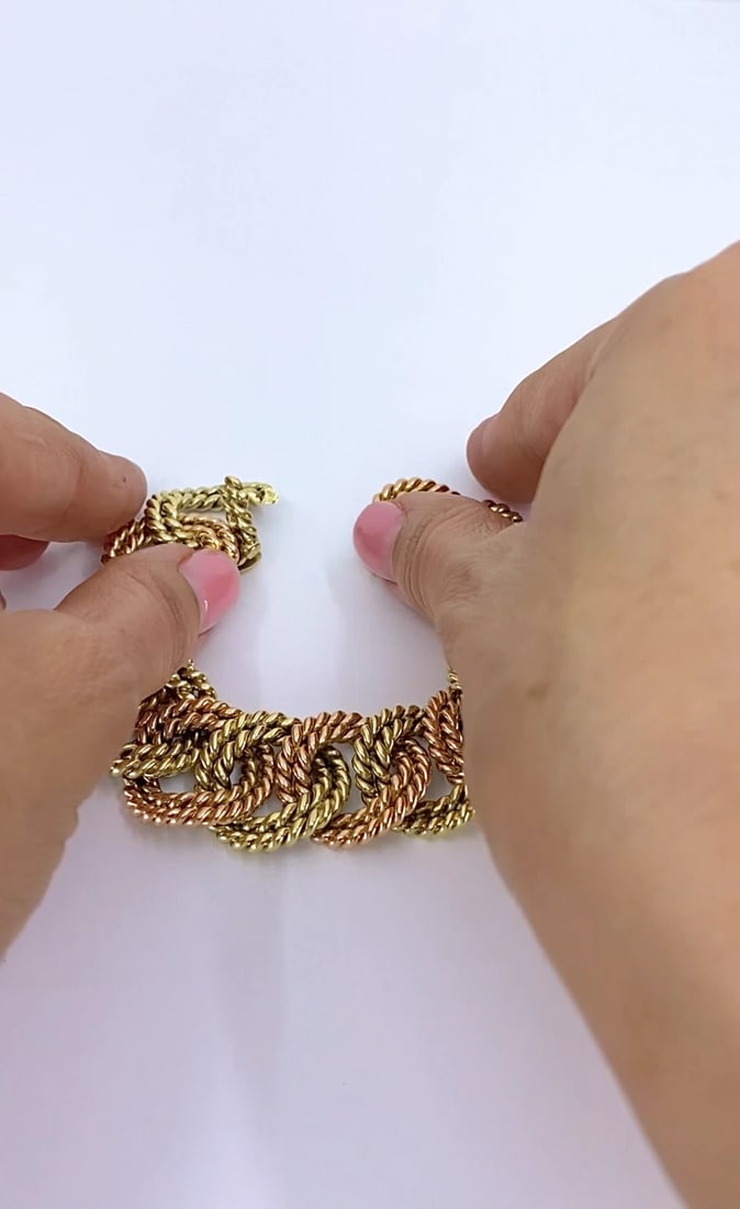 Verdura 14k Two-Tone Gold Rope Link Bracelet - 2
