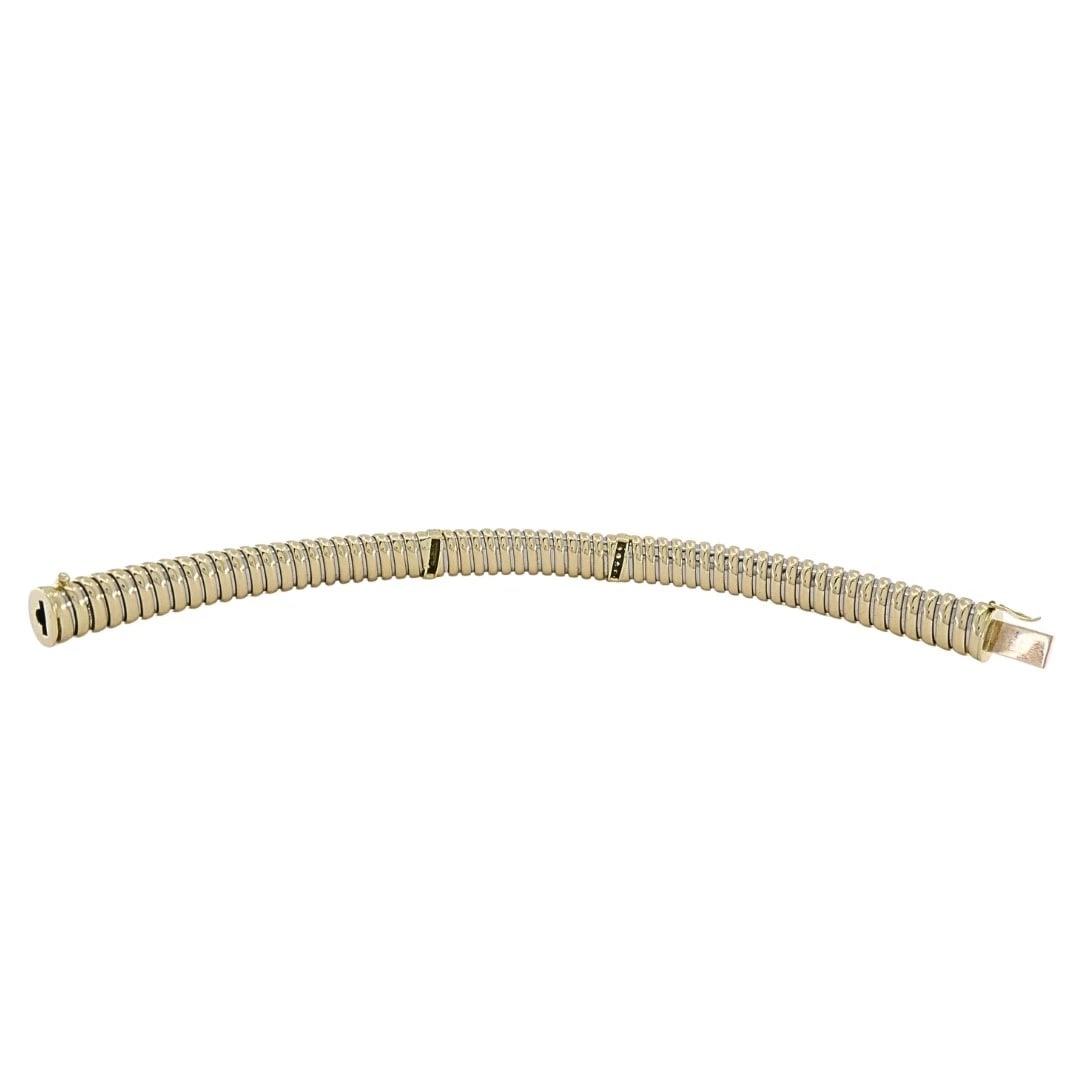 Vintage Cartier 18k Gold & Stainless Steel Tubogas Diamond Bracelet - 9