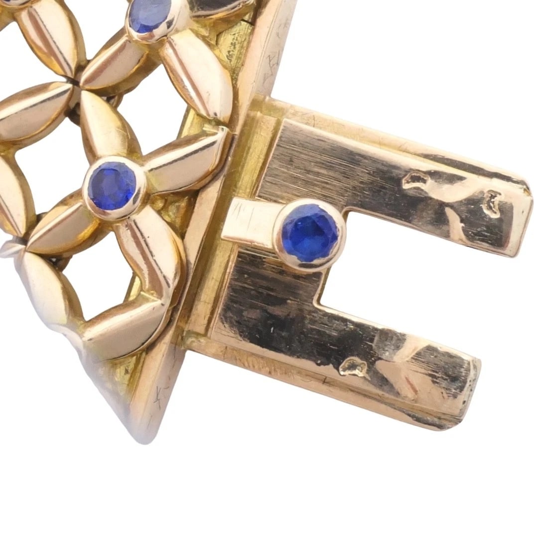 Boucheron 18k Gold Sapphire Wide Mesh Bracelet - 12