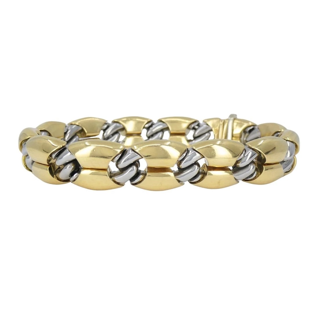 Vintage Bvlgari 18k Gold Steel Link Bracelet - 5