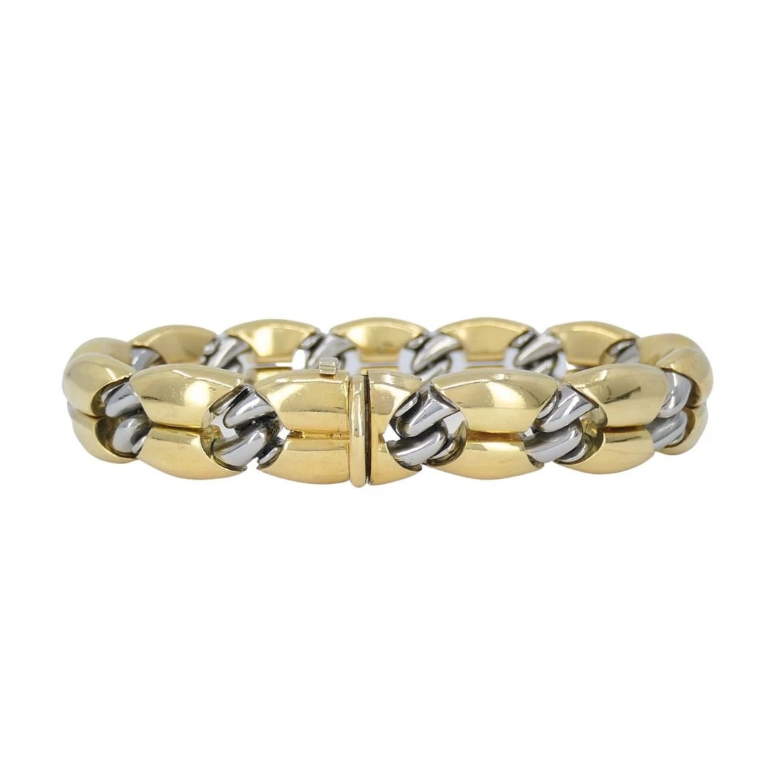 Vintage Bvlgari 18k Gold Steel Link Bracelet - 6