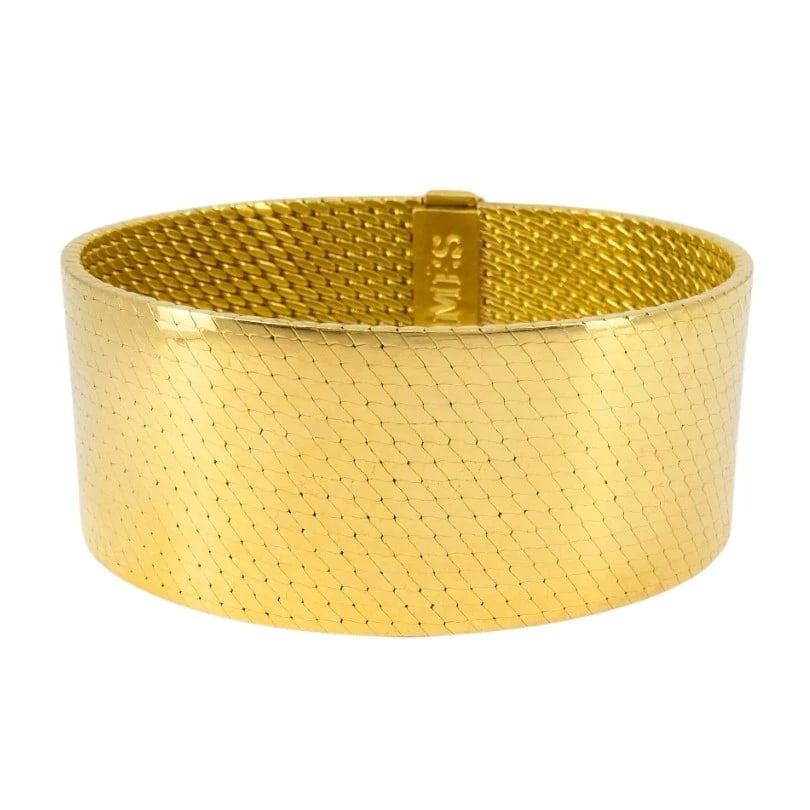 Hermes Gold Diamond BRACELET 18k Scale Design Vintage Jewelry - 6