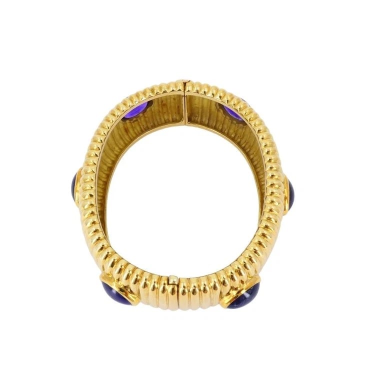 Amethyst Bracelet 18k Gold Bangle Vintage Jewelry - 5