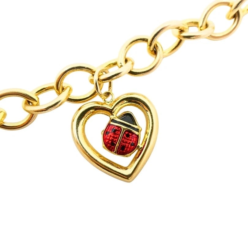 14k Gold Link Charm Bracelet Vintage Jewelry - 6