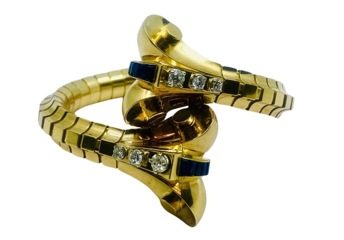 Van Cleef & Arpels Diamond Sapphire Gold Snake Bracelet - 10