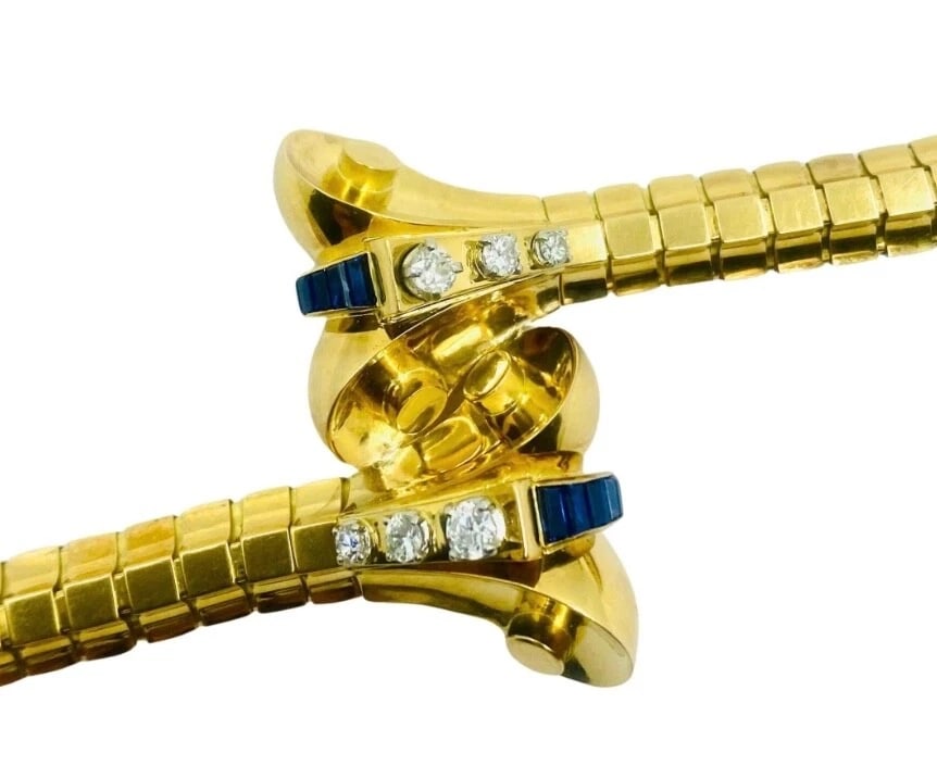 Van Cleef & Arpels Diamond Sapphire Gold Snake Bracelet - 6
