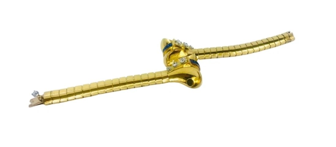 Van Cleef & Arpels Diamond Sapphire Gold Snake Bracelet - 9