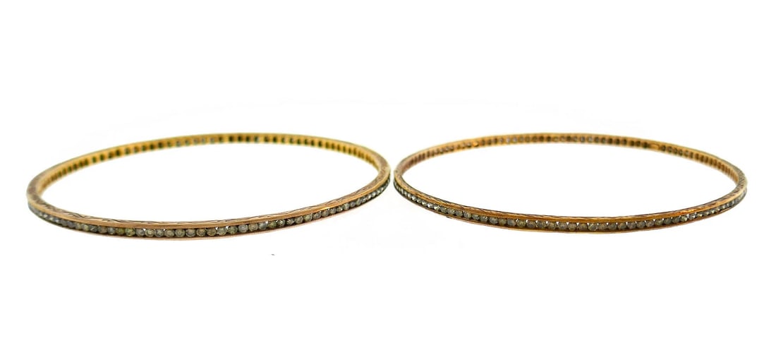 Cynthia BACH Diamond Rose Gold Bangle BRACELET Pair - 4