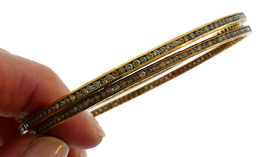 Cynthia BACH Diamond Rose Gold Bangle BRACELET Pair - 6