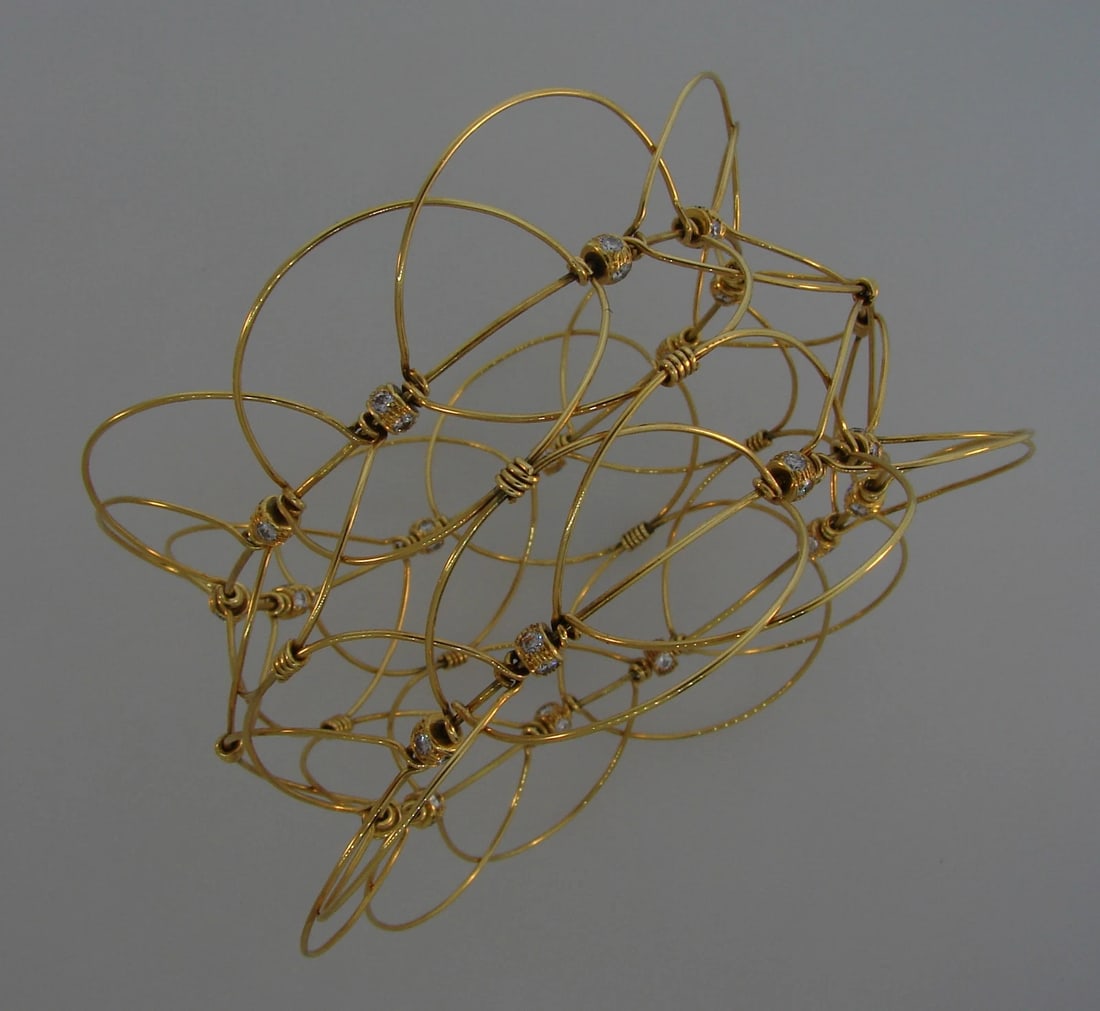 Chic 3.20 cts Diamond Yellow Gold BANGLE BRACELET Versatile - 6