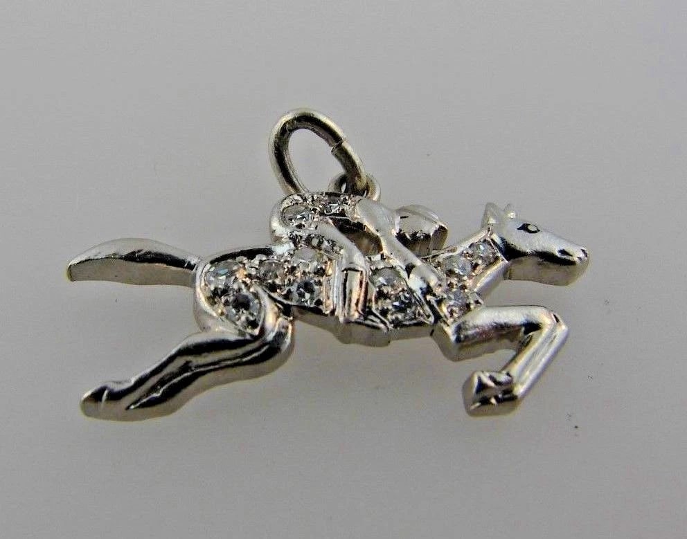 ART DECO Platinum & Diamond Equestrian Charm Circa 1920s - 2