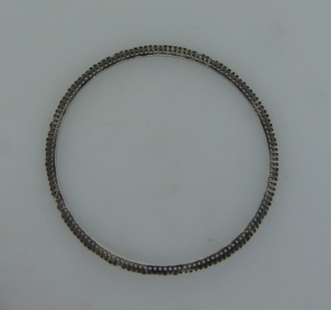 Chic BLACK DIAMOND MOONSTONE YELLOW GOLD SLIVER BANGLE BRACELET - Stylish Pair - 7