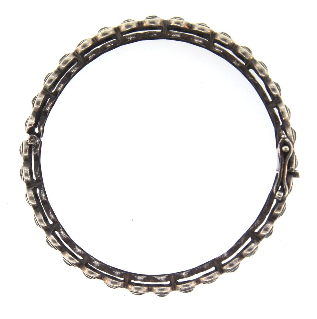 NICE Silver & Rose Cut Diamond Bangle Circa 1980s! - 2
