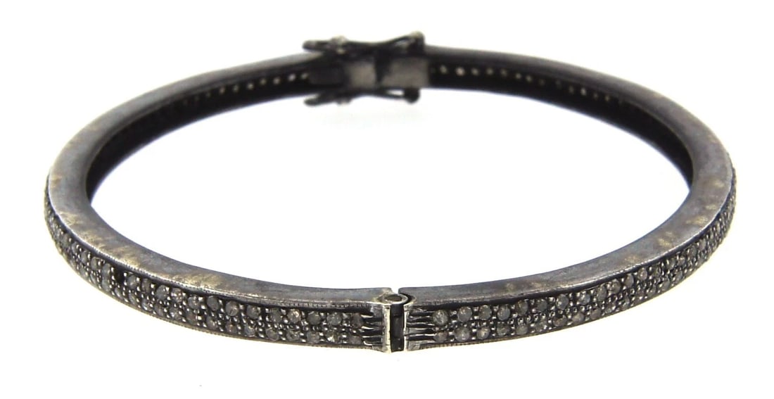 LOVELY Indian Style Silver & Diamond Bangle MODERN! - 3