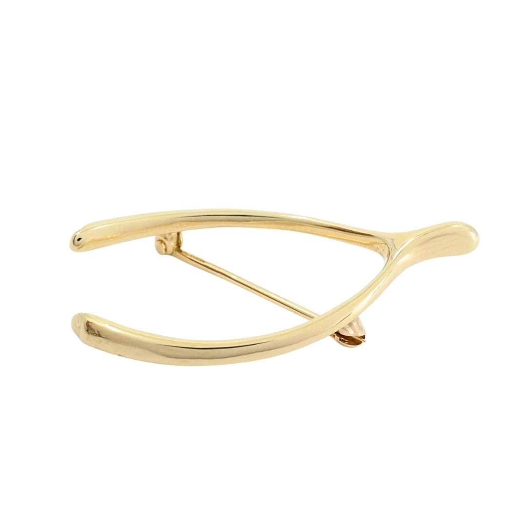 Tiffany & Co. 14k Yellow Gold Wishbone Brooch Pin - 4