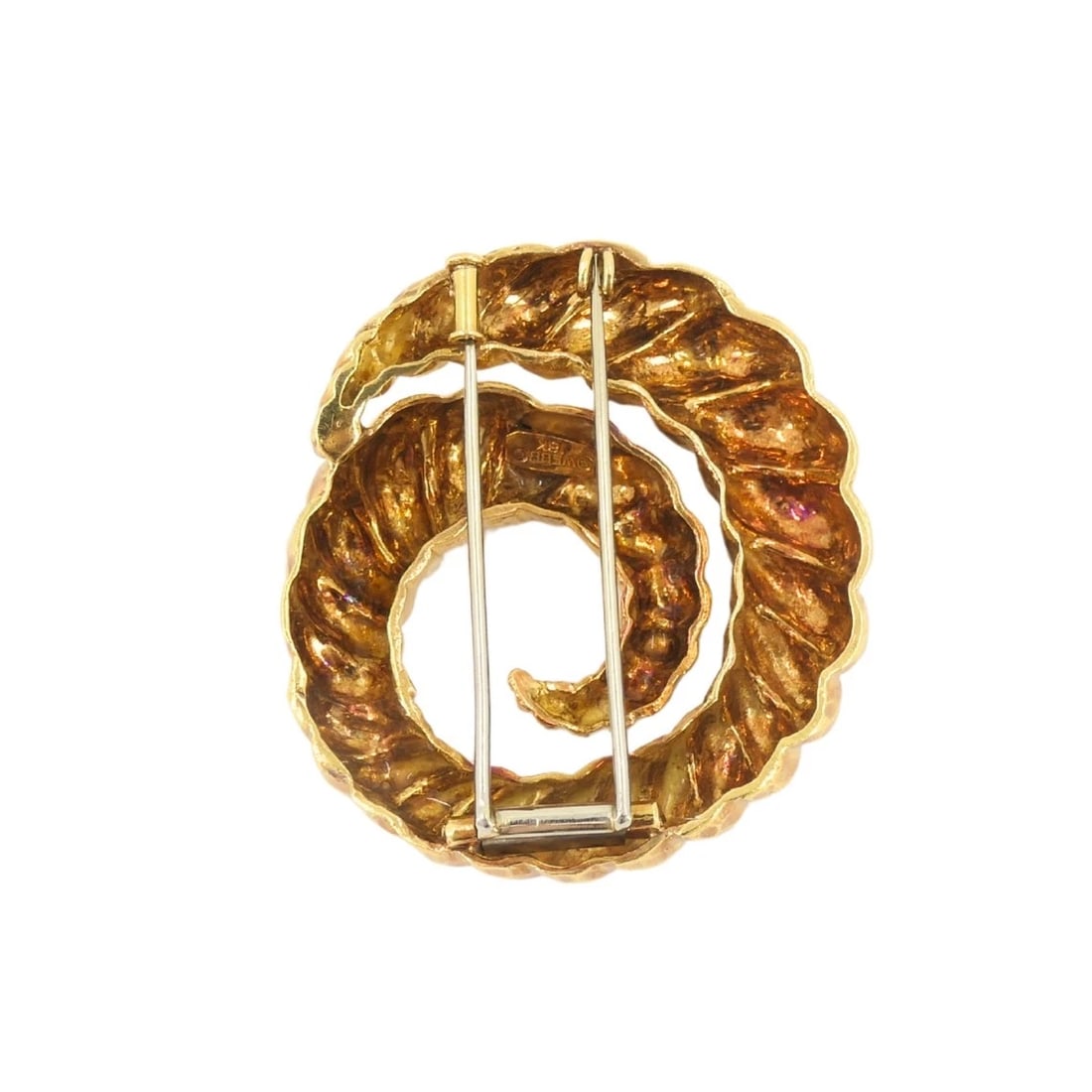 David Webb Brooch 18k Gold Spiral Design Hammered Gold - 4