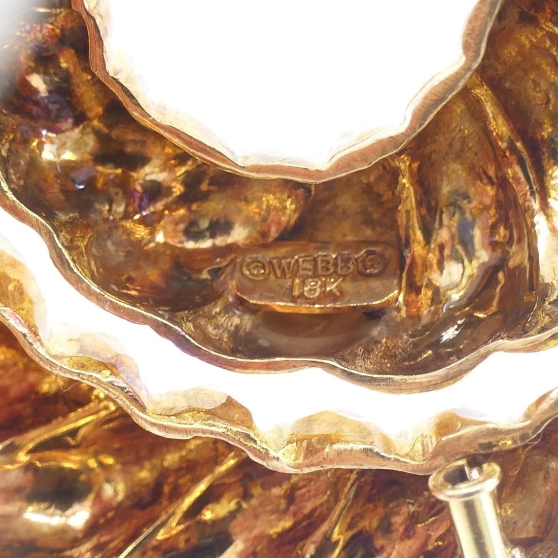 David Webb Brooch 18k Gold Spiral Design Hammered Gold - 6