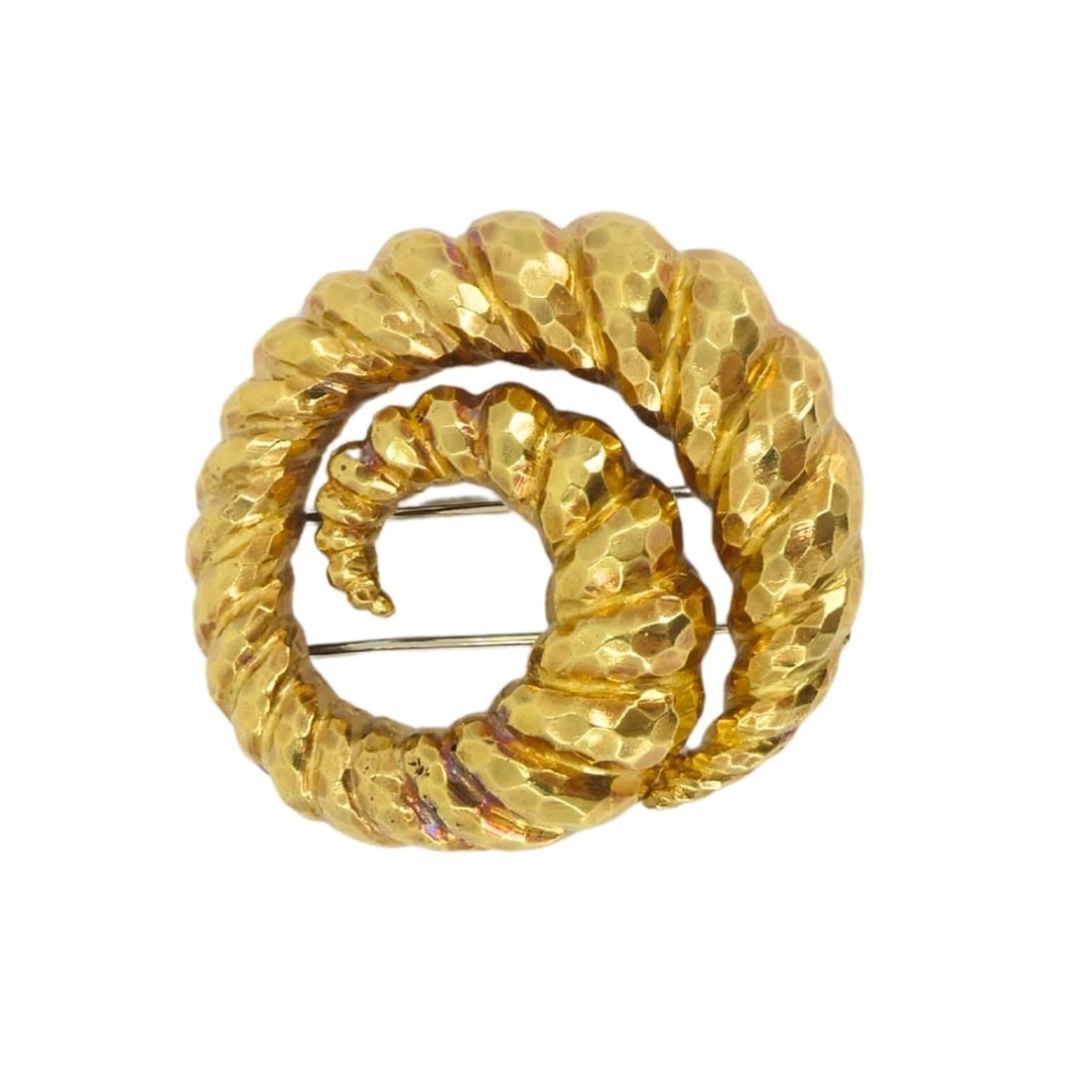 David Webb Brooch 18k Gold Spiral Design Hammered Gold - 7