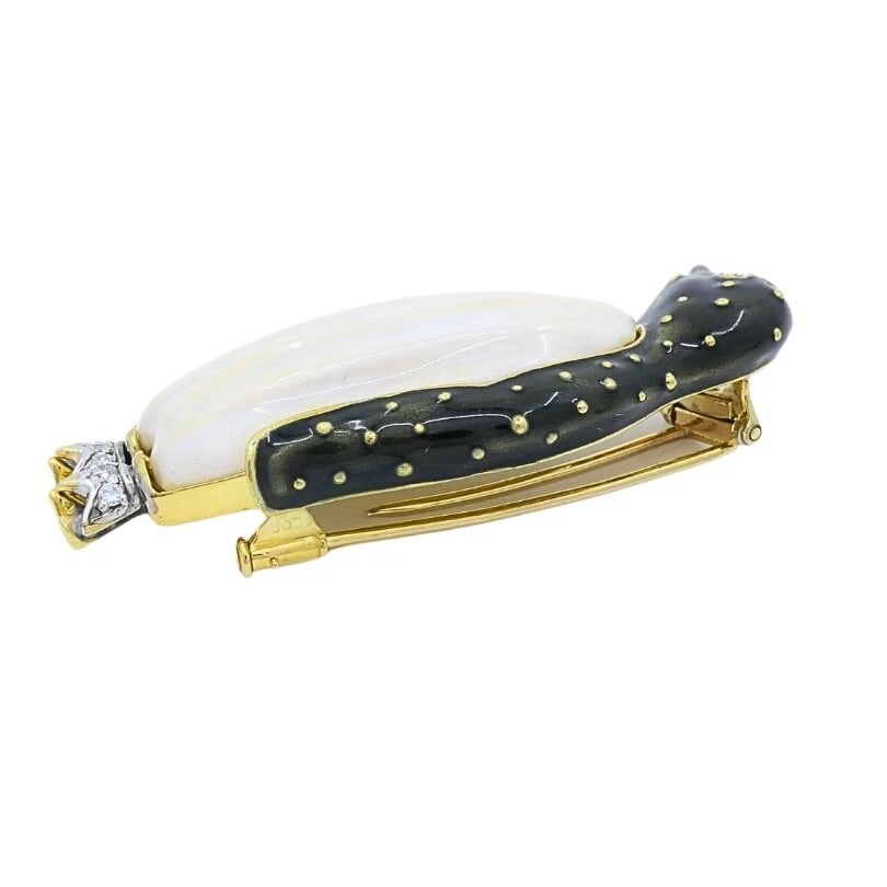 Aldo Cipullo for Cartier Brooch Penguin Enamel Diamond 18K Gold - 4