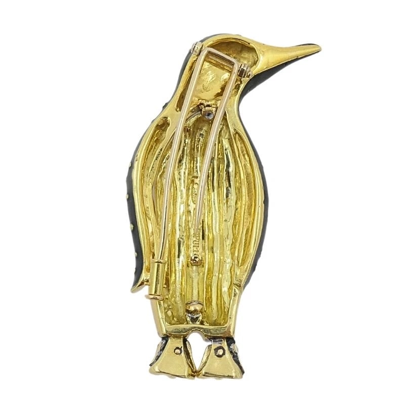 Aldo Cipullo for Cartier Brooch Penguin Enamel Diamond 18K Gold - 6