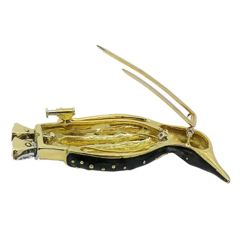 Aldo Cipullo for Cartier Brooch Penguin Enamel Diamond 18K Gold - 7