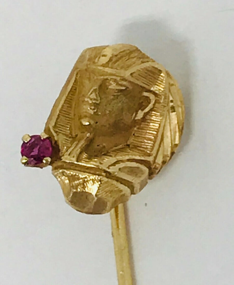 14k Yellow Gold Ruby Egyptian Stick Pin - 2