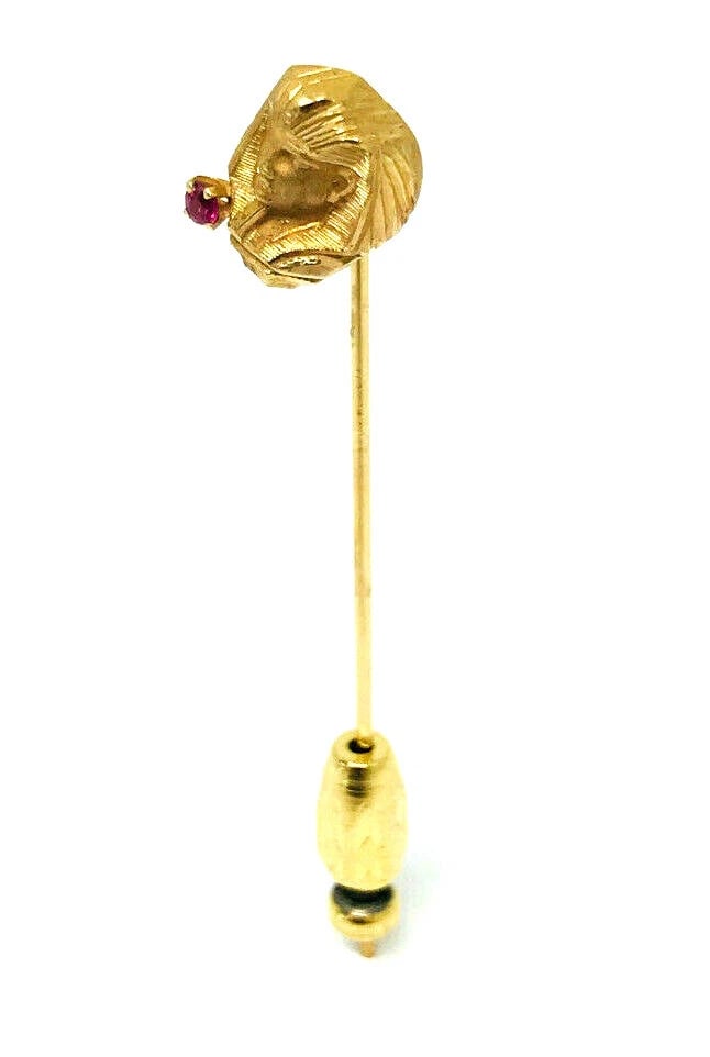 14k Yellow Gold Ruby Egyptian Stick Pin - 4