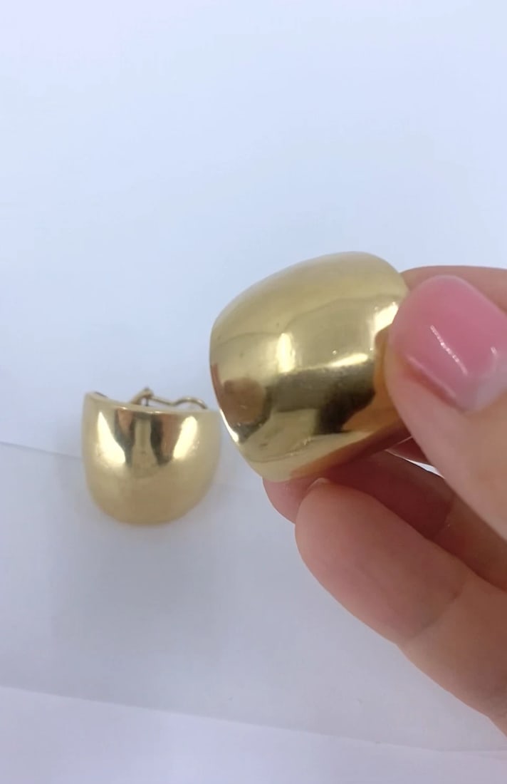 Vintage 14k Gold Sculptural Hoop Earrings - 2
