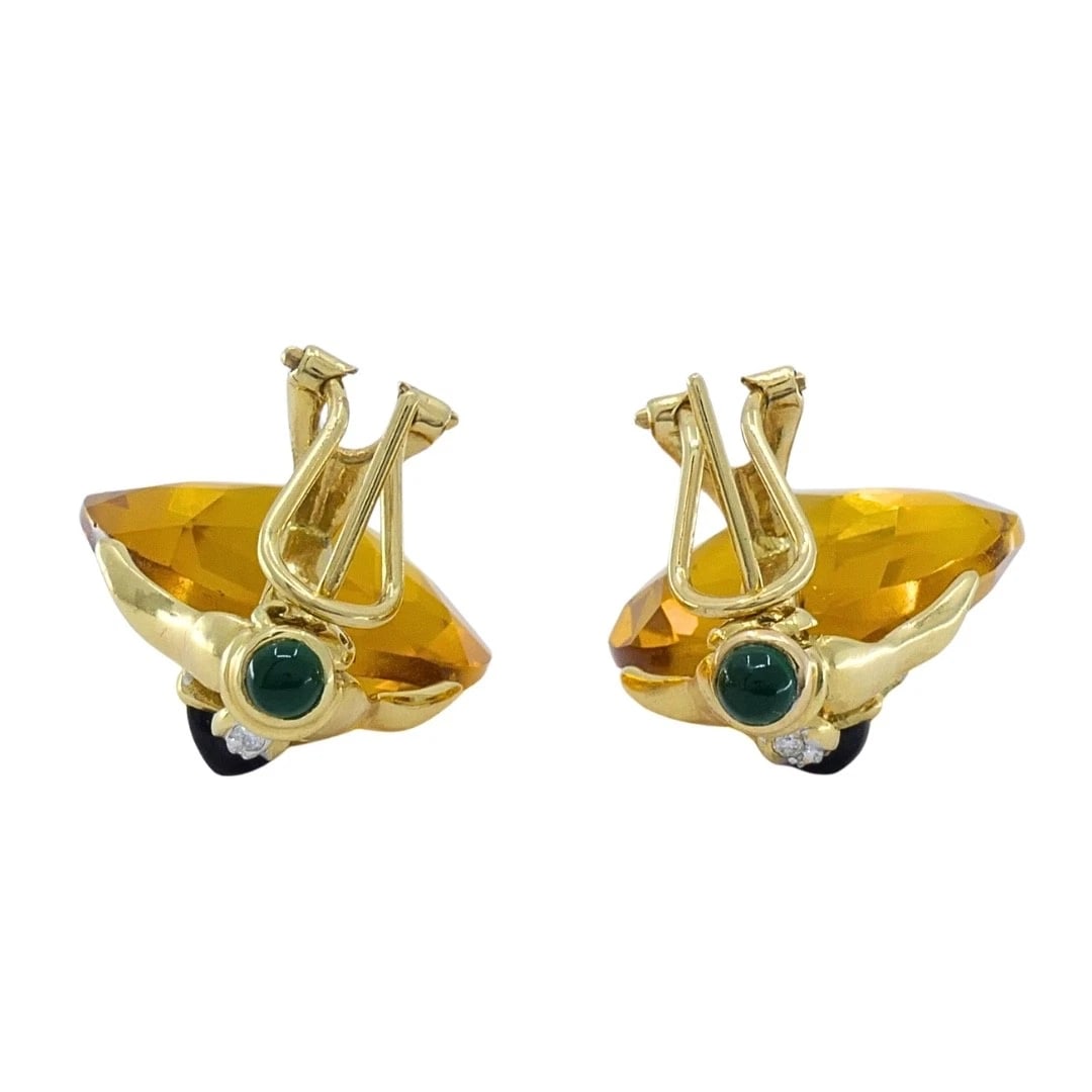18k Gold Citrine Heart Multi-Gemstone Earrings - 5