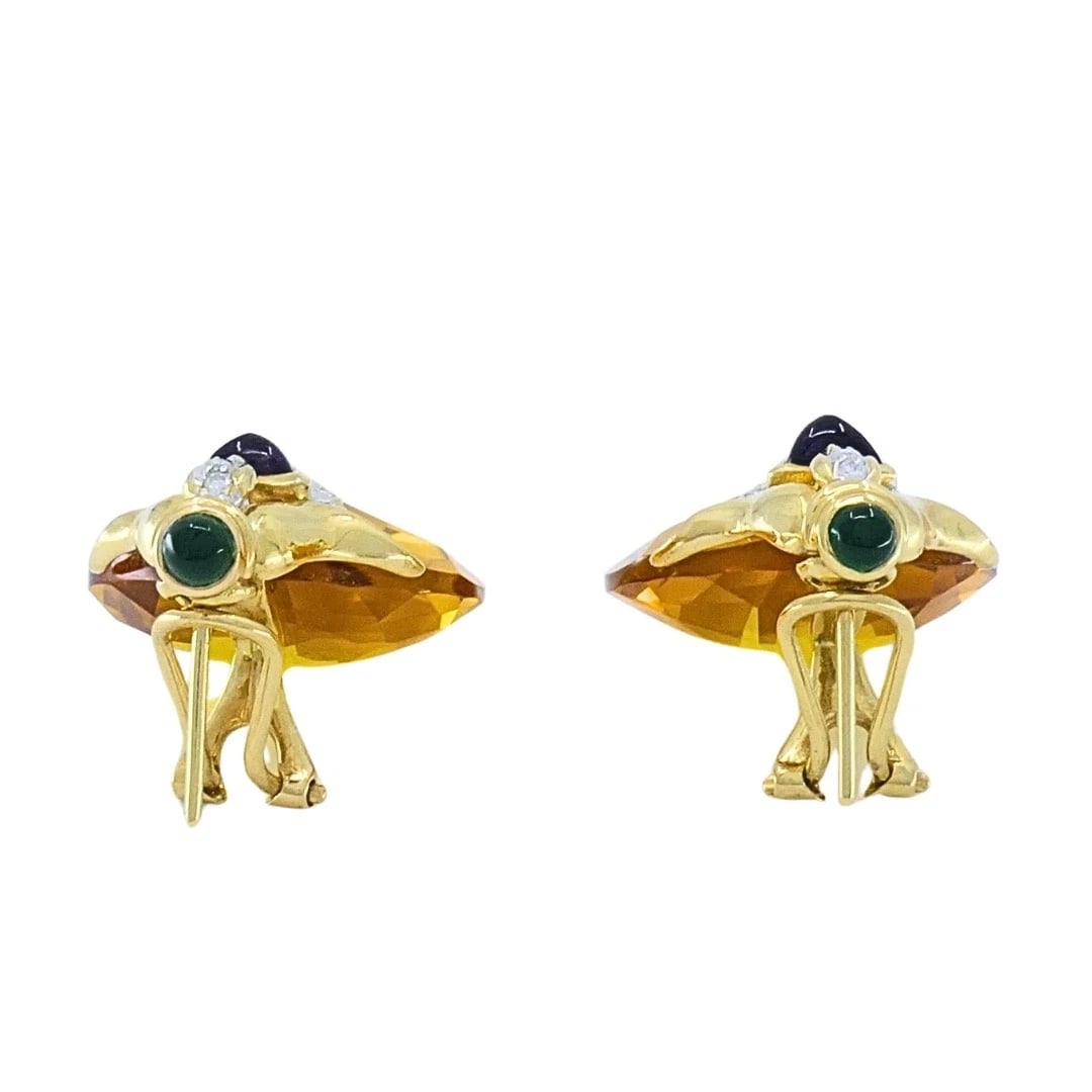 18k Gold Citrine Heart Multi-Gemstone Earrings - 6