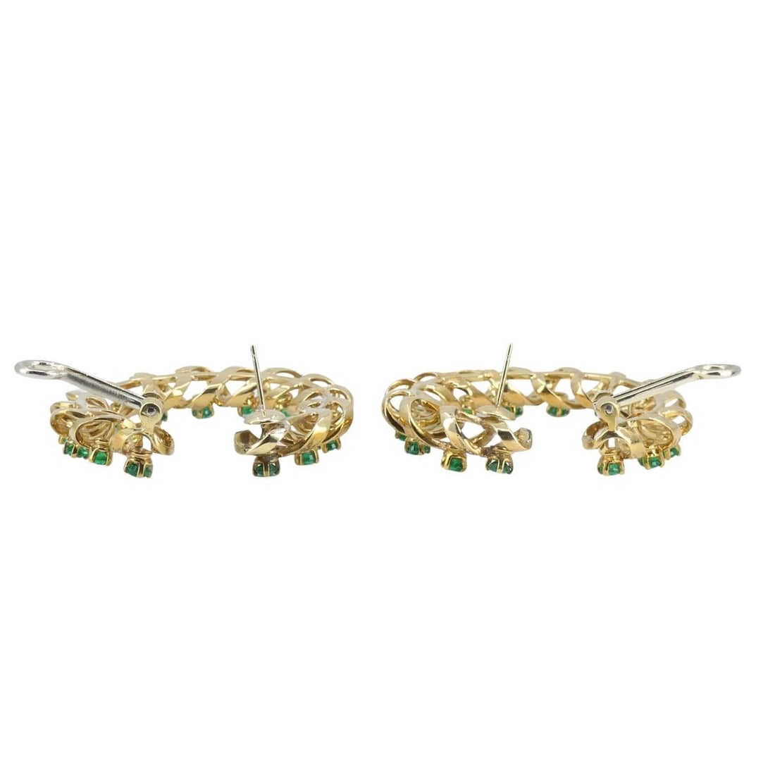 Vintage Asprey & Co. 18k Gold Diamond Emerald Circular Earrings - 9